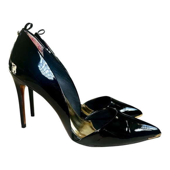 Ted Baker London Black Stiletto Black Patent High Heels, Size 39, Excellent Con - Picture 3 of 9